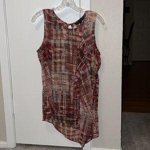 WHBM Plaid Ruffle Front Top, M